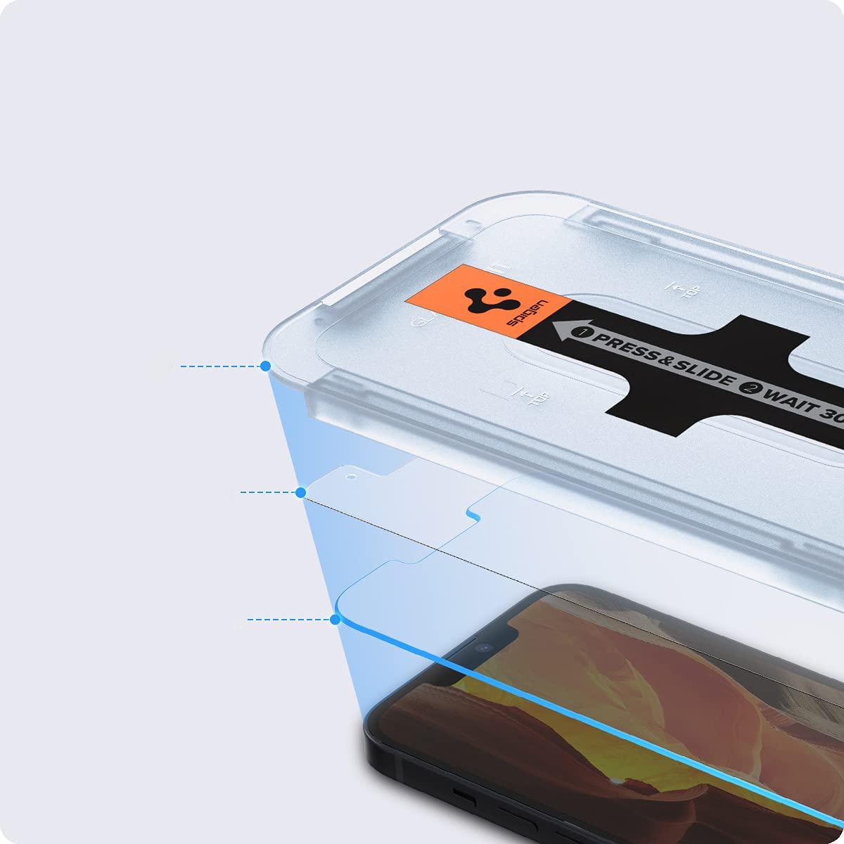 Szkło hartowane Spigen Glas.tr EZ Fit z ramką aplikacyjną dla iPhone 13 / 13 Pro